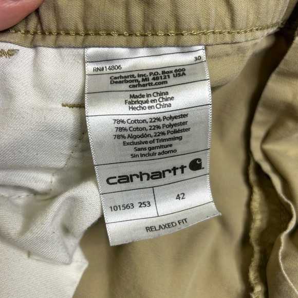 Carhartt Men's Khaki Cargo Shorts Relaxed Fit Size 42       SKU B37 - Picture 4 of 4